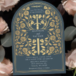 Gray Royal Medieval Gold Sword Wedding Arch Einladung<br><div class="desc">Set den Ton für deine mittelalterliche Fantasy-Hochzeit mit einem kühnen Bogen-Einladung-Design - ein großes goldenes Schwert umgeben von Blumen vor grauem Hintergrund. Ideal für Paare,  die von einer epischen,  romantischen Feier träumen. Machen Sie Ihre Liebe von Anfang an legendär! HINWEIS: Das Gold in diesem Design ist KEINE echte Folie.</div>