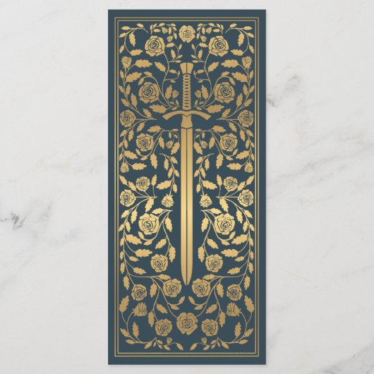 Gray Royal Medieval Sword Hochzeitsmenü Menükarte (Rückseite)