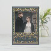 Gray Royal Medieval Sword Wedding Dankeskarte (Stehend Vorderseite)