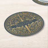 Gray Royal Medieval Sword Wedding Runder Pappuntersetzer (Angewinkelt)