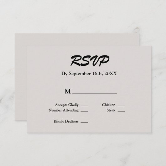 Gray RSVP Card (Vorne/Hinten)