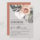 GRAY RUST FLORAL MONSTRERA LEAF VOW RENEWITE INVIT DANKESKARTE (Vorne/Hinten)