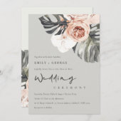 GRAY RUST FLORAL MONSTRERA LEAF WEDING INVITE DANKESKARTE (Vorne/Hinten)