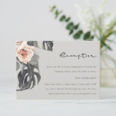 GRAY RUST FLORAL MONSTRERA WEDING REZEPTION BEGLEITKARTE (Stehend Vorderseite)
