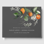 Gray Rustic Boho Orange Blossom Botanische Hochzei Gästebuch (Vorderseite)
