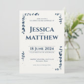 Gray Rustic Botanical All-in-One Hochzeit Einladung (Stehend Vorderseite)