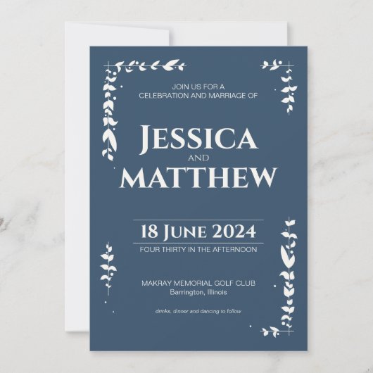 Gray Rustic Botanical All-in-One Hochzeit Einladung (Vorderseite)