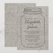 Gray Rustic Burlap Mason Jar Wedding Einladungen (Vorne/Hinten)
