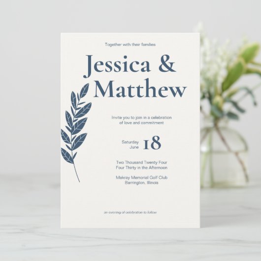 Gray Rustic Chic All-in-One Hochzeit Einladung (Stehend Vorderseite)