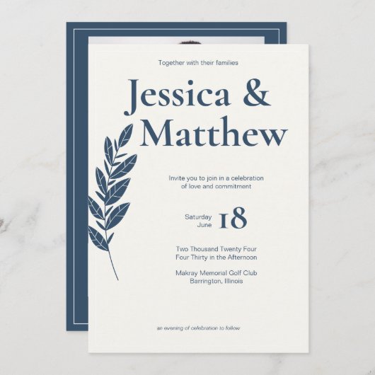 Gray Rustic Chic All-in-One Hochzeit Einladung (Vorne/Hinten)