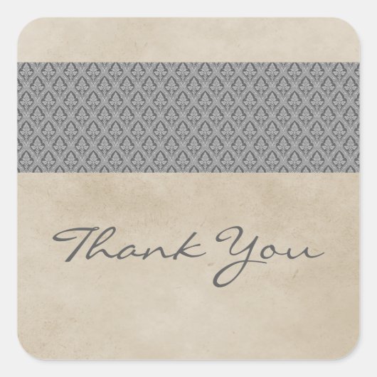 Gray Rustic Damask Danke Stickers (Vorderseite)
