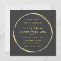 Gray Rustic Gold Circle Ampere und Wedding Square