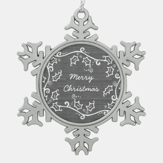 Gray Rustic Holly Snowflake Ornament (Vorderseite)