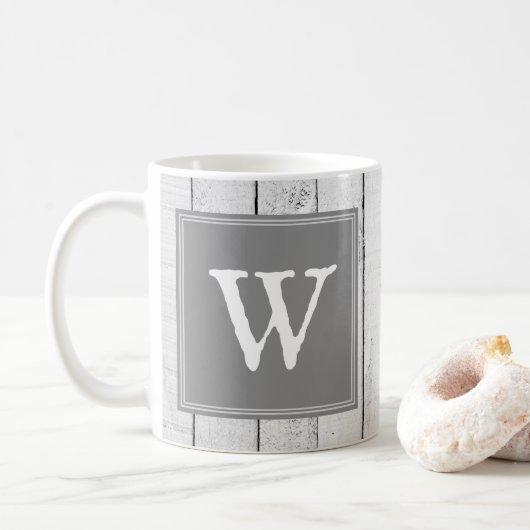 Gray Rustic Monogram Tasse (Mit Donut)