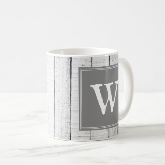 Gray Rustic Monogram Tasse (VorderseiteRechts)