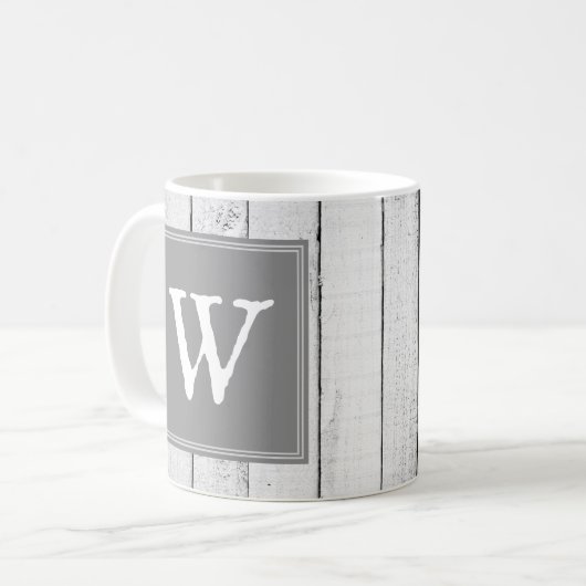 Gray Rustic Monogram Tasse (Vorderseite Links)