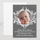 Gray Rustic Wirbel Baby Ankündigung (Vorne/Hinten)