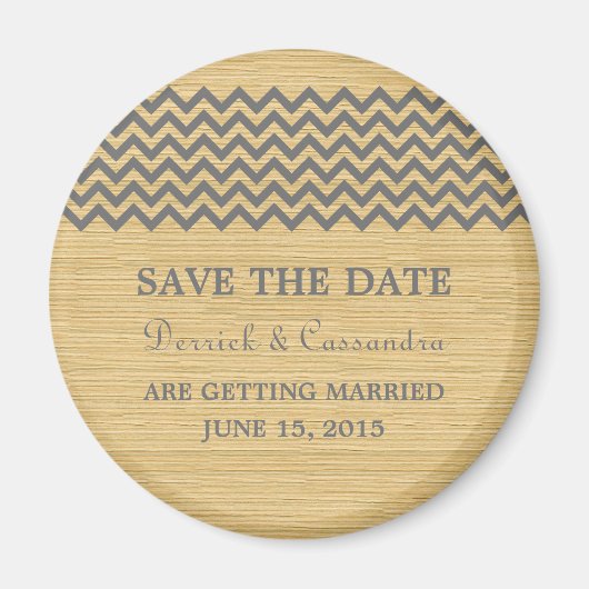 Gray Rustic Zickzack Save the Date Magnet (Vorne)