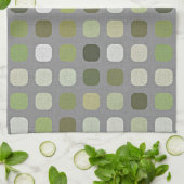 Gray Sage Olive Green Round Square Art Muster Geschirrtuch (Gefaltet)