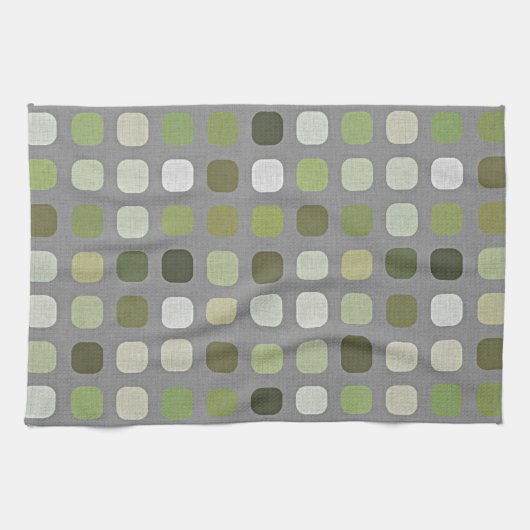 Gray Sage Olive Green Round Square Art Muster Geschirrtuch (Horizontal)