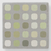 Gray Sage Olive Green Round Square Art Muster Steinuntersetzer (Vorderseite)