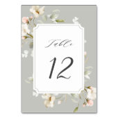 Gray Sage White Elegante Blumenhochzeit Tischnummer (Vorderseite)