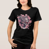 Gray Sakura Dragon in Bloom Tri-Blend Shirt (Vorderseite)