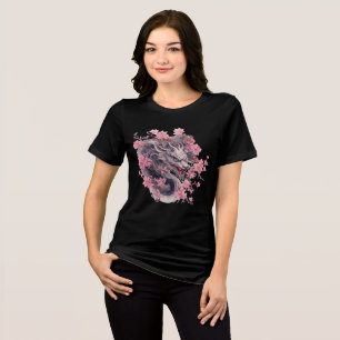 Gray Sakura Dragon in Bloom Tri-Blend Shirt