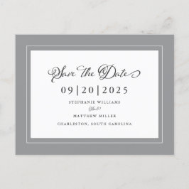 Gray Save the Date Elegant Wedding Chic Non Foto Ankündigungspostkarte