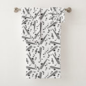 Gray Saxophone Musiknote Pattern Badhandtuch Set (Insitu)