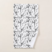 Gray Saxophone Musiknote Pattern Badhandtuch Set (Handtuch)