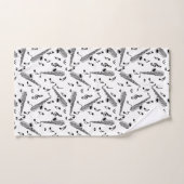 Gray Saxophone Musiknote Pattern Badhandtuch Set (Handtuch)