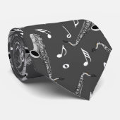 Gray Saxophone Musiknote Pattern Krawatte (Gerollt)