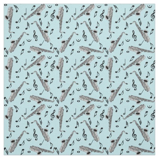 Gray Saxophone Musiknote Pattern Stoff (Muster)