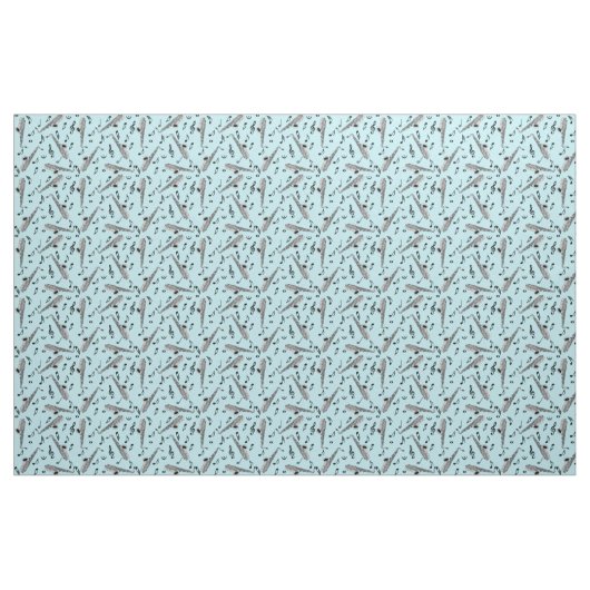 Gray Saxophone Musiknote Pattern Stoff (Fat Quarter (45,7 x 55,9 cm))
