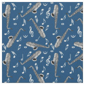 Gray Saxophone Musiknote Pattern Stoff (Nahaufnahme)