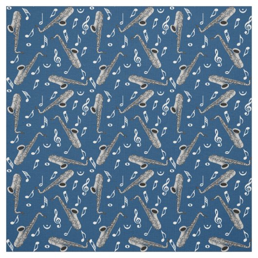 Gray Saxophone Musiknote Pattern Stoff (Muster)