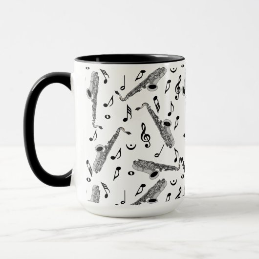Gray Saxophone Musiknote Pattern Tasse (Links)