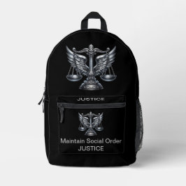 Gray Scales of Justice Attorney Office on Black | Bedruckter Rucksack