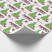 Gray Schnauzer Terrier, Bird und Weihnachtsbaum Geschenkpapier (Ecke)