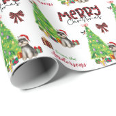 Gray Schnauzer Terrier, Bird und Weihnachtsbaum Geschenkpapier (Rolleneckpunkt)