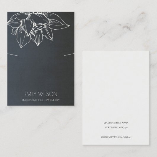 GRAY SCHWARZ-WEISS LOTUS EINFACHE ANZEIGE DES NETZ VISITENKARTE (Vorne/Hinten)