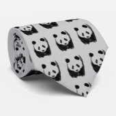 Gray Schwarz-weiß Panda Neck Tie Krawatte (Gerollt)