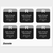 Gray Schwarz-weiß Simple EleganCustom Monogram R Quadratischer Aufkleber (Blatt)
