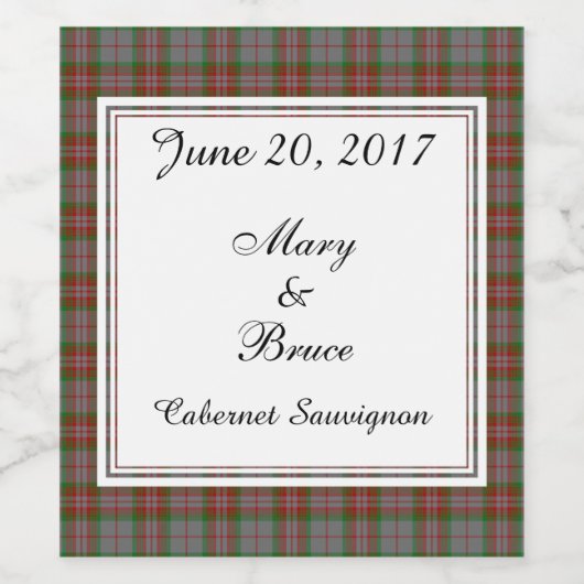 Gray Scottish Wedding Wine Label Weinetikett (Einzelnes Label)