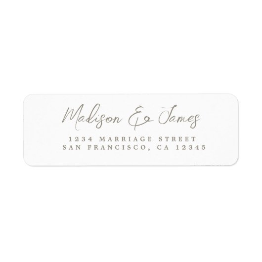Gray Script Elegant Wedding Rücksendeadresse (Vorne)