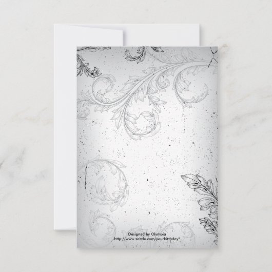 Gray Scroll 25. Silberhochzeit Jubiläum UAWG RSVP Karte (Rückseite)