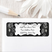 Gray Scrolls Chalkboard Holiday Address Label (Insitu)
