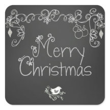 Gray Scrolls Chalkboard Holiday Star Stickers