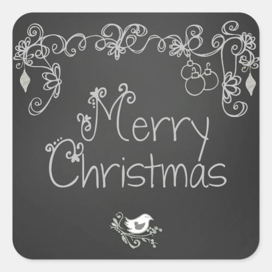 Gray Scrolls Chalkboard Holiday Star Stickers (Vorderseite)